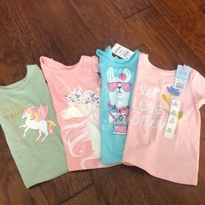 Set of Four Toddler Girl Tees in Various Brands